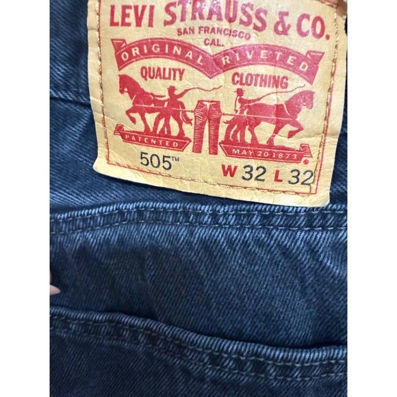 Vintage Y2K Levi's 505 Straight Leg Black Grunge Work Pants Denim Jeans 32X32 - Picture 6 of 8